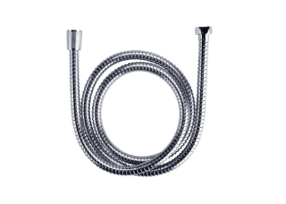 Flexible shower hose in polished chrome finish, ideal for modern bathrooms, durable and easy to install.