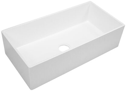 Sleek white rectangular bathroom sink basin for modern bathroom decor, durable ceramic, easy to clean, perfect for luxury bathroom renovations.