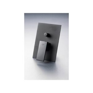 Polished chrome bathroom shower faucet with modern design and handle.