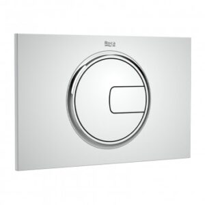 Sanipex wall-mounted flush plate in modern white finish, ideal for contemporary bathrooms and toilet installations.
