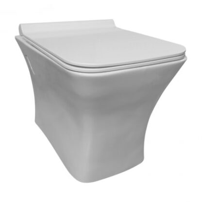 Modern white toilet with soft-close lid, ideal for contemporary bathrooms in South Africa.