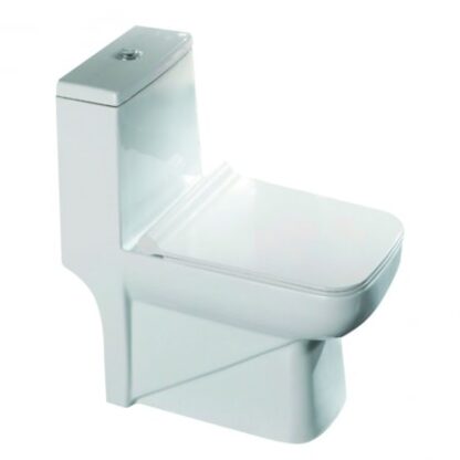 Contemporary white ceramic toilet with dual-flush system, ideal for modern bathrooms in South Africa.