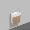 MIL450WHTOAK-scaled-1.jpg Wall-mounted bathroom vanity with integrated sink and wooden cabinet, ideal for compact bathrooms, featuring modern design and durable materials. Perfect for contemporary bathroom decor.