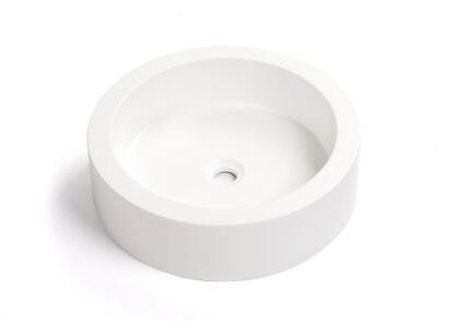 Ceramic bathroom wash basin, modern round design, ideal for contemporary bathrooms, high-quality sanitary ware from Bathroom Store South Africa.