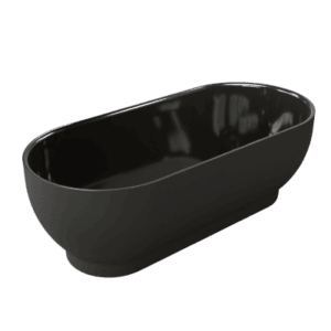 Sleek black freestanding bathtub perfect for modern bathrooms, offering luxury and comfort for a relaxing bath experience. Stylish bathroom fixture for contemporary home decor.