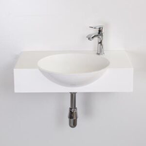 Modern ceramic bathroom sink with chrome faucet, minimalist design, perfect for contemporary bathroom interiors in South Africa.