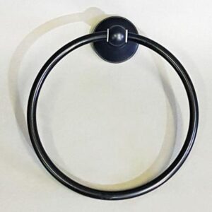 Black bathroom towel ring for convenient hand towel storage, modern and stylish design for contemporary bathrooms.