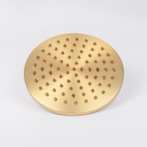 Showerhead with multiple spray nozzles, gold finish, modern bathroom fixture for luxury shower experience, high-quality bathroom accessories, stylish and durable design.