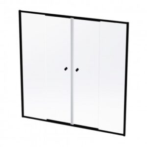 High-quality glass shower door with black frame, ideal for modern bathrooms. Durable, stylish, and perfect for creating a sleek shower enclosure.