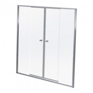 Alt text: Modern glass shower door with sliding panels, ideal for contemporary bathrooms in South Africa.