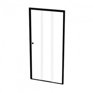 Alt text: Modern black-framed glass shower door ideal for contemporary bathrooms in South Africa.