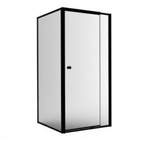 Sliding shower door with black frame for modern bathroom designs. Perfect for creating a stylish and functional shower enclosure. High-quality materials for durability and easy maintenance.