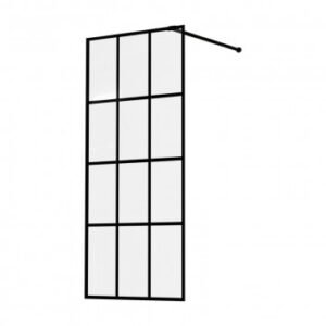 Alt text only: Modern black-framed glass shower screen for bathroom | Bathroom Store South Africa.