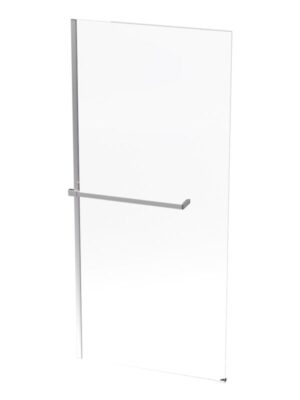Lightweight glass shower partition with steel handle and support bar for modern bathroom designs. Durable, sleek, and easy to clean shower door. Ideal for bathroom upgrades and renovations.