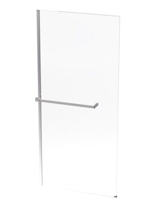 Lightweight glass shower partition with steel handle and support bar for modern bathroom designs. Durable, sleek, and easy to clean shower door. Ideal for bathroom upgrades and renovations.