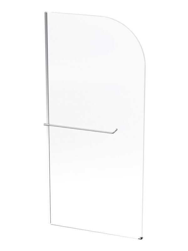 Lightweight shower screen with chrome towel rail for modern bathrooms.