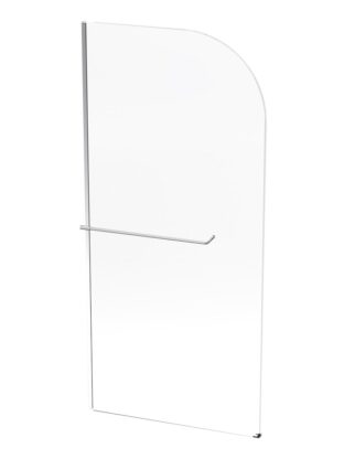 Glass shower partition with metal handle for a modern bathroom upgrade.