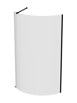 Flexible shower screen with black frame for modern bathrooms, providing stylish waterproof protection. Ideal for classic or contemporary bathroom designs, available at Bathing Store South Africa.