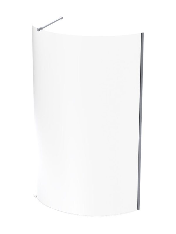 Solid white curved shower screen for bathroom, durable tempered glass, modern design, easy to install, ideal for shower enclosures, available at Bathroom Store South Africa.