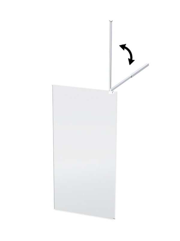 Alt text only: Adjustable white shower screen with magnetic sealing for modern bathroom shower enclosure.