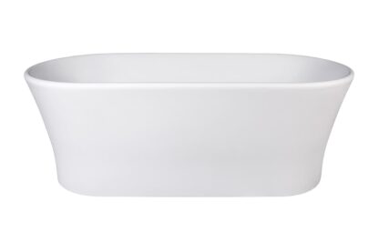 Elegant white freestanding bathtub for modern bathrooms, high-quality ceramic material, stylish design, perfect for a luxurious bath experience.