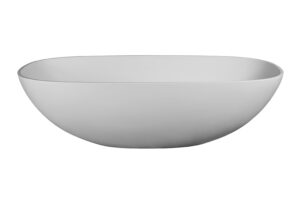 Sleek white modern bathtub for luxurious bathroom decor.