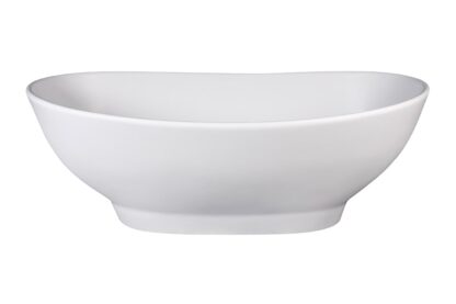 Sleek white ceramic bathtub, modern freestanding design for luxury bathrooms.