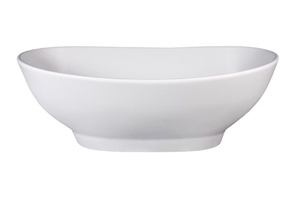 Sleek white ceramic bathtub, modern freestanding design for luxury bathrooms.