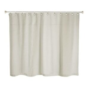 Durable white shower curtain with rust-proof rings, ideal for bathroom privacy and style.