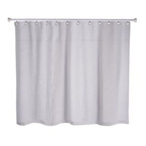 Heavy-duty white shower curtain with rust-proof grommets, ideal for bathroom privacy and moisture control. Perfect for your modern bathroom renovation or upgrade.
