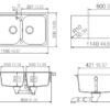 1160 mm double stainless steel kitchen sink with drainer, modern and durable South African bathroom fixture.