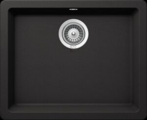 Sblack kitchen sink with modern design, durable material, and easy-to-clean surface. Perfect for contemporary bathrooms and kitchens.