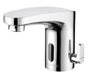 Highly durable chrome bathroom tap with streamlined design, perfect for modern bathrooms and kitchen sinks.