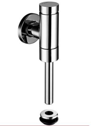 Chrome toilet paper holder with adjustable arm for bathroom convenience and modern design.
