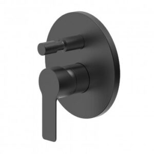 Wall-mounted black shower mixer tap for modern bathroom renovations.
