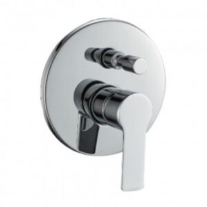 Modern bathroom mixer tap with round chrome finish, ideal for stylish bathroom renovation and plumbing installations.