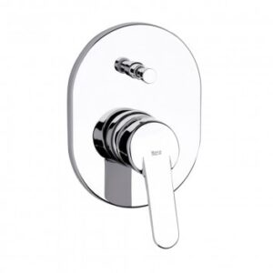 Polished chrome bathroom shower mixer tap with oval wall plate, modern bathroom faucet for hot and cold water control in South African bathrooms.