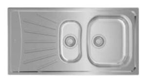 Stainless steel kitchen sink with double bowls and drainers, ideal for modern kitchens in South Africa.