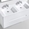 Double rectangular bathroom vanity with twin sinks and modern chrome taps, ideal for contemporary bathroom designs in South Africa.
