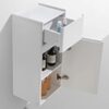 Elegant white bathroom cabinet with open drawers showcasing organized storage for bathroom essentials, ideal for modern bathroom setups.
