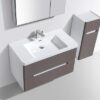 Modern bathroom vanity with integrated sink and sleek storage cabinet, ideal for contemporary bathrooms. High-quality fixtures and stylish design for a perfect bathroom upgrade.