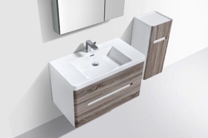 Modern bathroom vanity with wooden finish and sleek design, ideal for contemporary bathrooms in South Africa.
