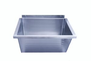 Stainless steel sink for bathroom or kitchen use, durable and easy to clean. Modern design, perfect for renovation projects. Heavy-duty construction to withstand daily use and corrosion resistance.