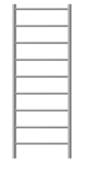 Stainless steel bathroom towel ladder, modern bathroom accessories, multi-rung towel warmer for home and spa use.