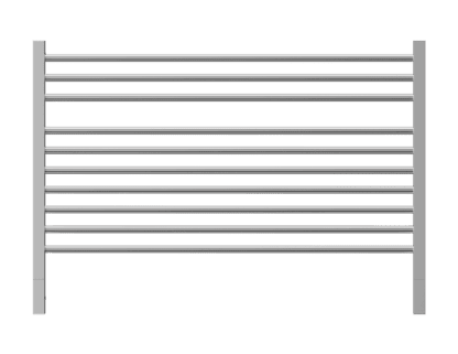 Clean towel radiator for bathroom heating and drying, made of durable chrome-plated steel, modern minimalist design, ideal for bathroom decor.