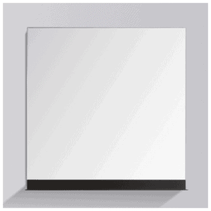 Mirror with black baseboard for modern bathroom decor, available at Bathroom Store in South Africa. Elegant and functional bathroom mirror for stylish interiors.
