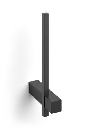 Sleek black bathroom towel holder with modern minimalist design. Perfect for contemporary bathrooms, combining functionality with aesthetic appeal. Easy to install and durable.
