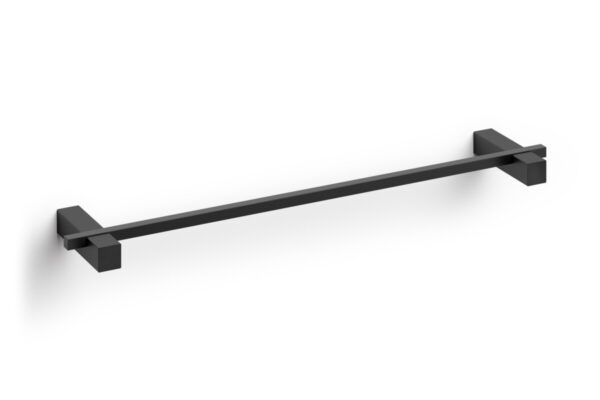 ZKCAR40505.jpg Sleek black bathroom towel rail, modern minimalist design, perfect for contemporary bathrooms, durable steel construction.