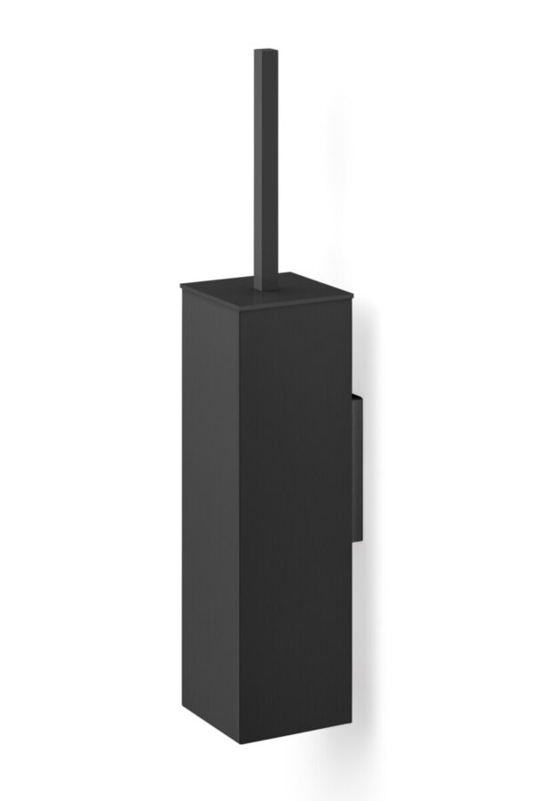 Sleek black toilet brush holder with a modern design, ideal for contemporary bathrooms, durable materials, easy to clean, and perfect for maintaining hygiene and style.