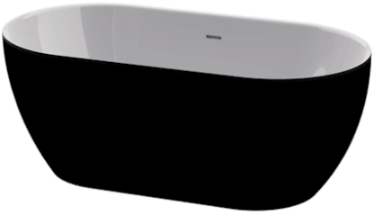 Modern freestanding black and white bathtub, ideal for luxury bathrooms and elegant bathroom designs in South Africa. Perfect for creating a stylish bathing space.